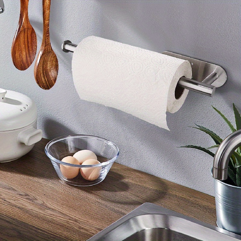 Stainless Steel Adhesive Paper Towel Holder Under Cabinet Wall