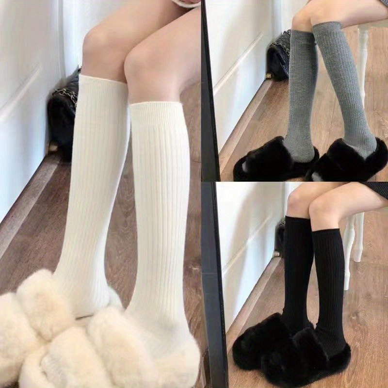 Japanese Women Knit Boot Cuffs Foot Cover Solid Color Baggy Flared Leg  Warmers