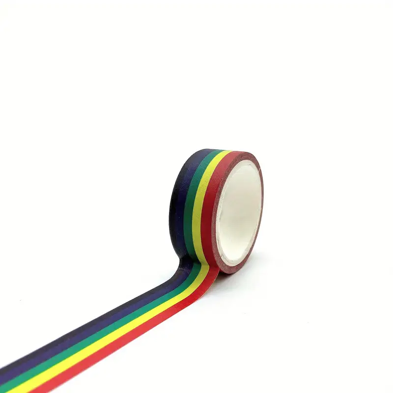 1pc Adhesive Tape Basic Decoration Masking Tape Stickers Rainbow Color  Tapes 0.59inch*196.85inch