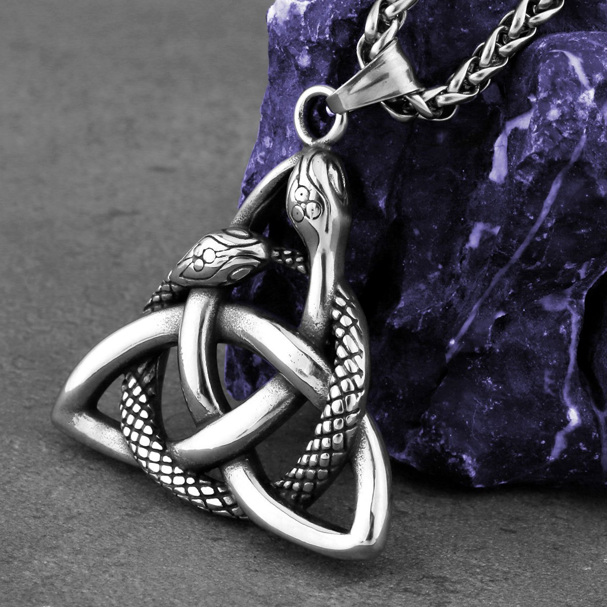 1pc Retro Viking Celtic Knot Pendant, Fashion Zodiac Snake Pendant Necklace  For Men