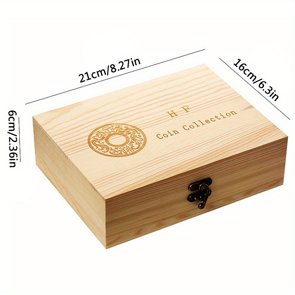 Boîte de rangement pour pièces de monnaie, ajustable, en bois