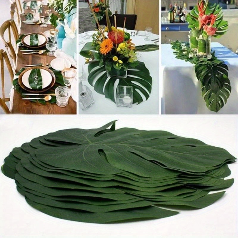 Tropical Artificial Palm Leaves Hawaiian Jungle Beach Theme Birthday Decor