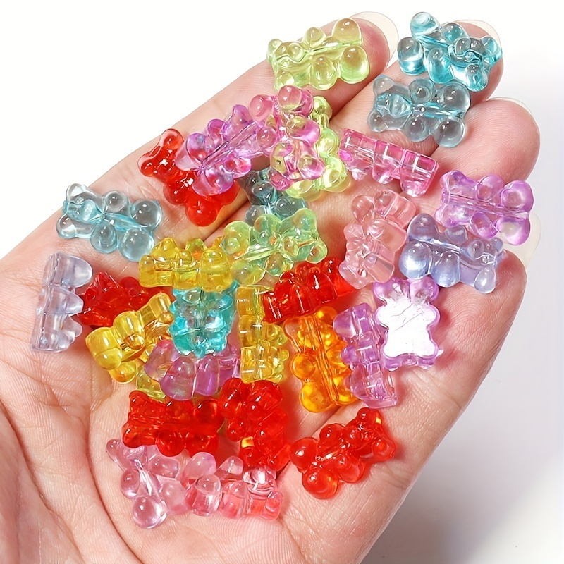 10pcs/set Resin Transparent Cute Gummy Bear Shaped Diy Beads Mixed