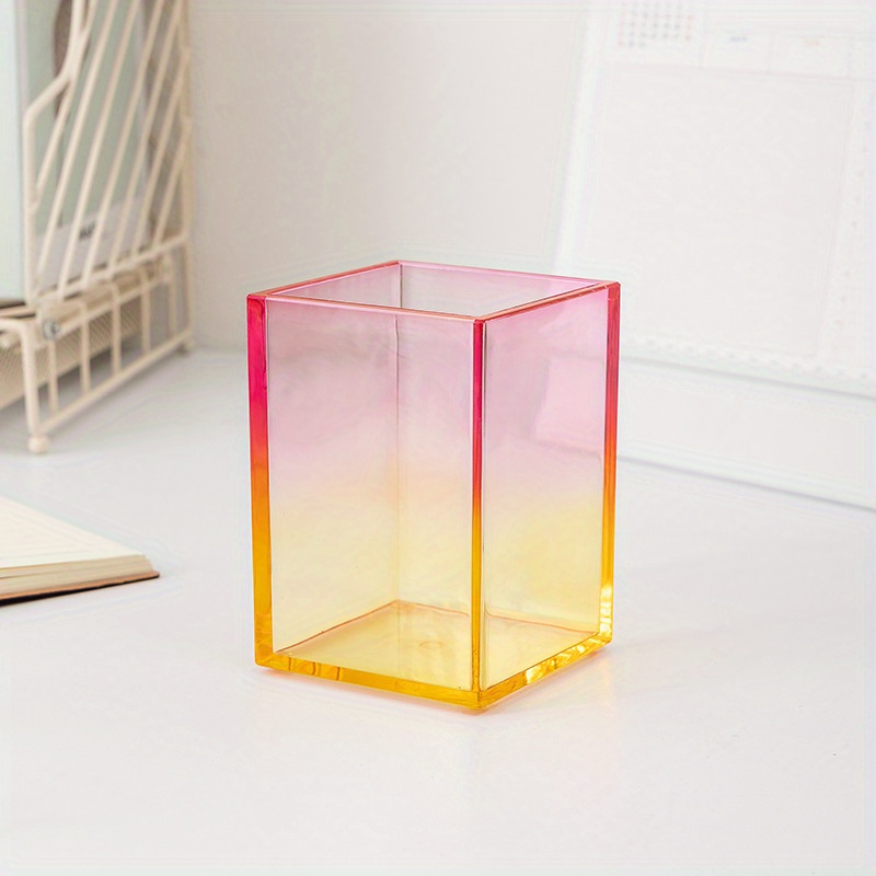 Acrylic Pen Holder Organizer Two Pack, 5mm Thick Clear Pencil Cup for