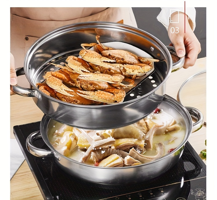 Multi-layer Stainless Steel Steamer Pot Set - Large Capacity Cooking Pot  For Healthy And Delicious Steamed Food - Temu