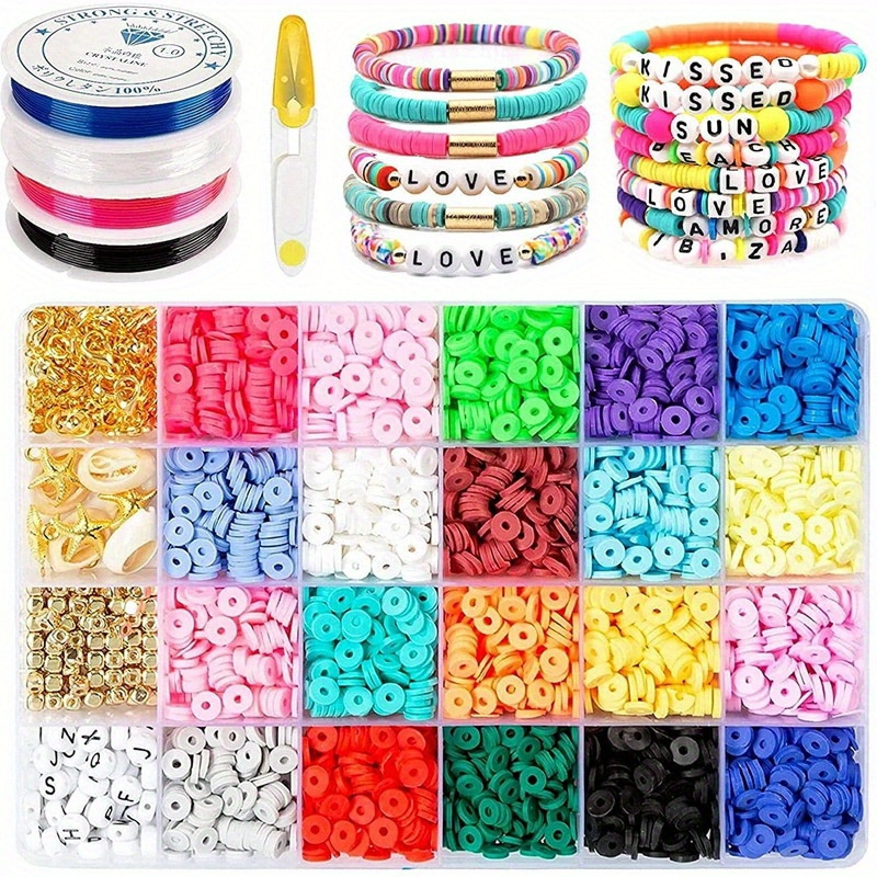 Deinduser Clay Beads 2 Boxes Bracelet Making Kit - 24 Colors Polymer Clay  Beads for Bracelets Making - Jewelry Making kit with Gift Pack - Bracelet
