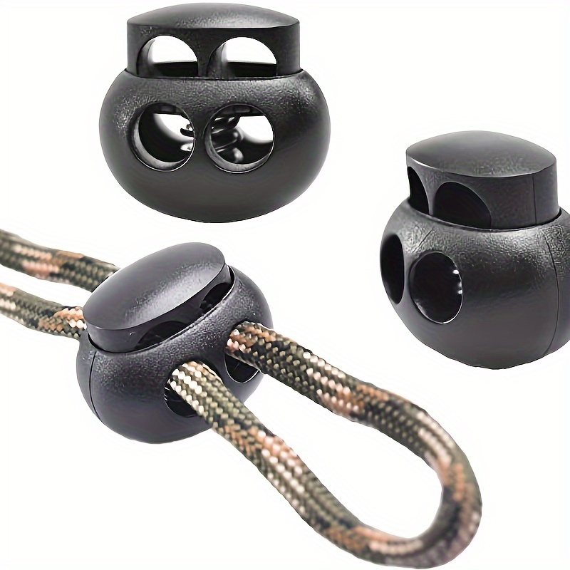 50pcs 5mm Rope Cord Stopper Black Cord Lock for Elastic Cord