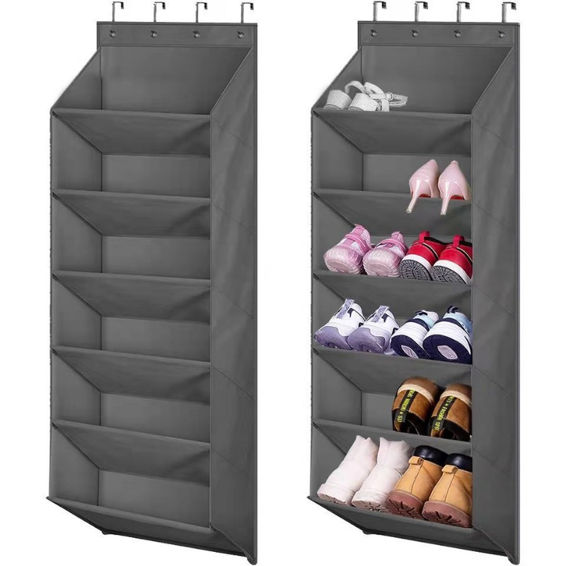 1pc White Over-the-Door Shoe Organizer with 4 Stainless Steel Hooks and 35  Large Mesh Pockets, plastic storage bag, Keep Your Shoes Neatly Stored and