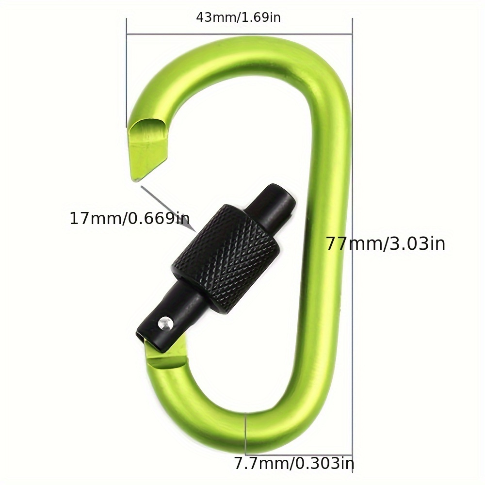 4pcs 3 Locking Hook Aluminum D Ring Clip Screw Gate Keychain