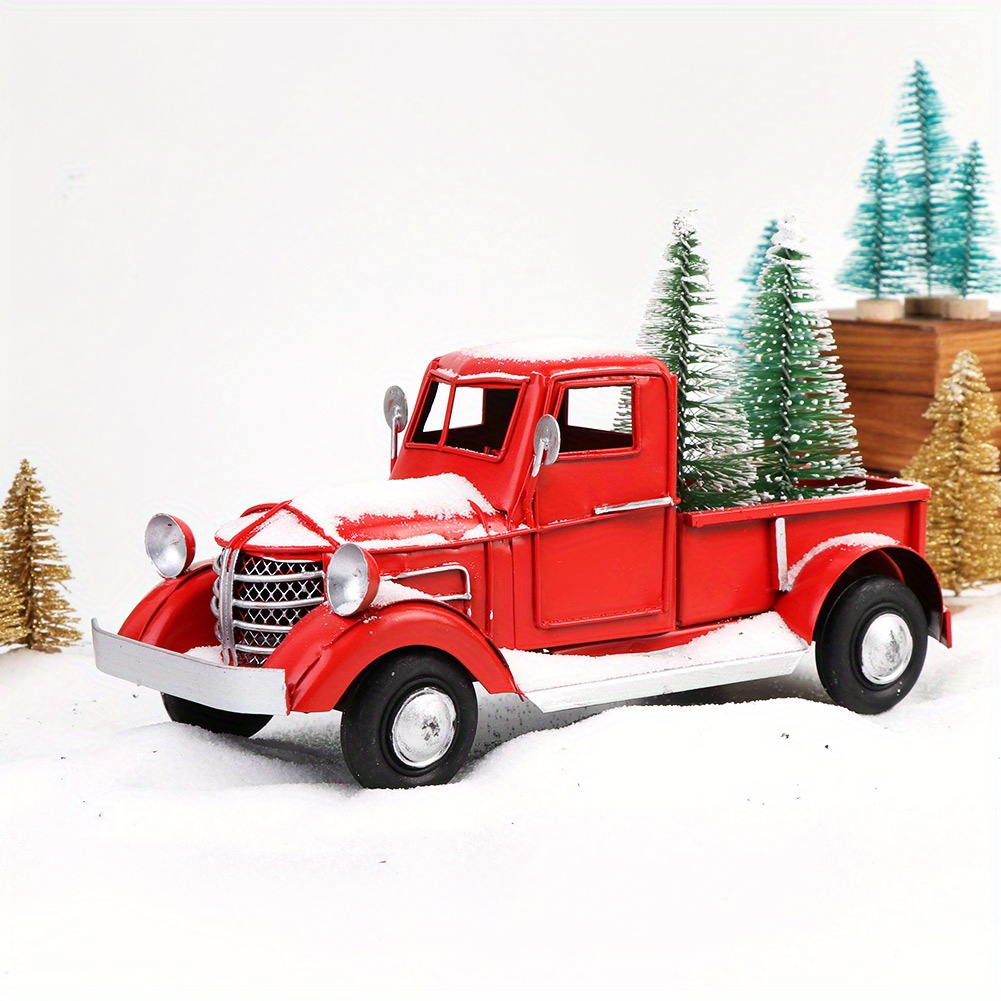 Christmas Small Truck Decoration Old fashioned Red Metal - Temu
