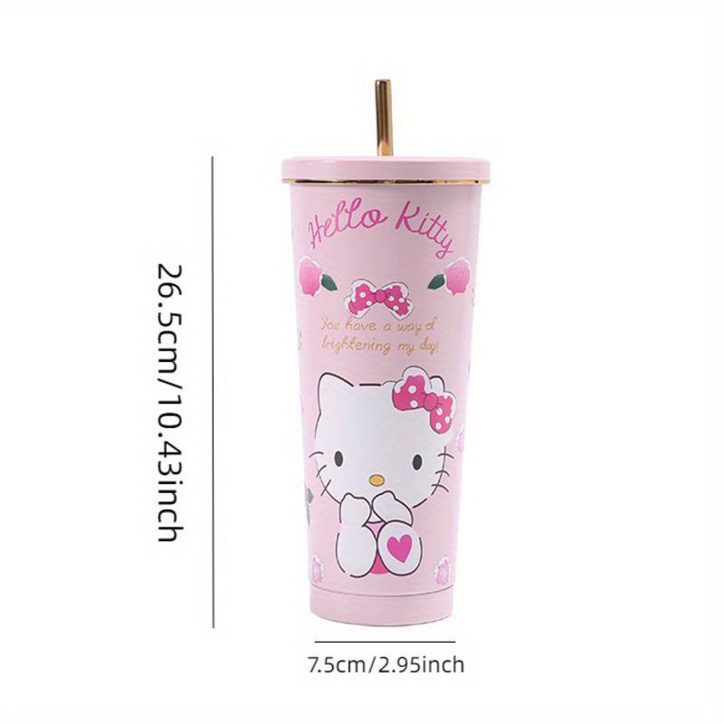 Cute Hello Kitty Water Cup With Straw Lovely Kuromi - Temu