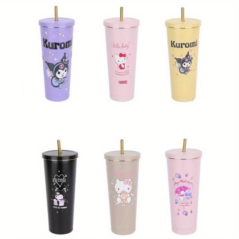 Cute Hello Kitty Water Cup With Straw Lovely Kuromi - Temu