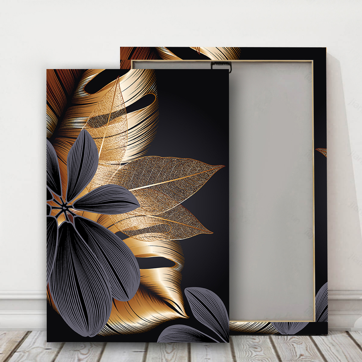 Canvas Poster Wooden Frame Modern Art Abstract Golden Temu