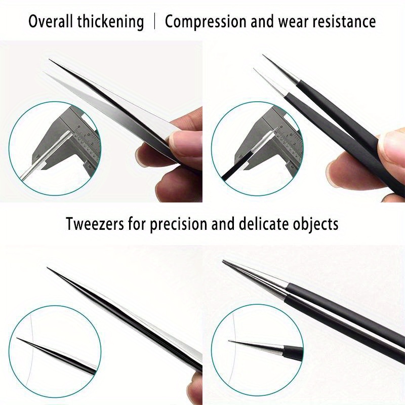 Stainless Steel High precision black curved tweezer DIY nipper