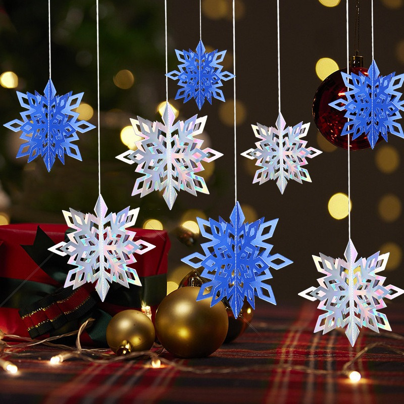 6/9/12pcs 3d Snowflake Decor Christmas Tree Hanging Ornaments, Party  Decoration Supplies