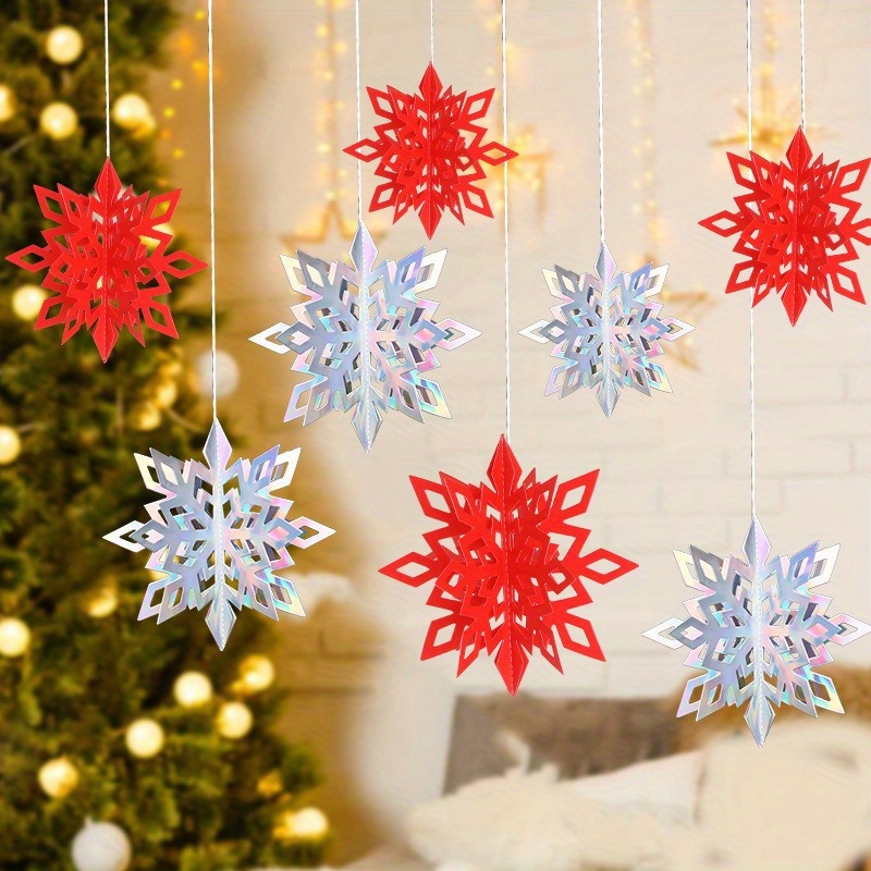 Diy Winter Christmas Hanging Snowflake Decorations 3d - Temu