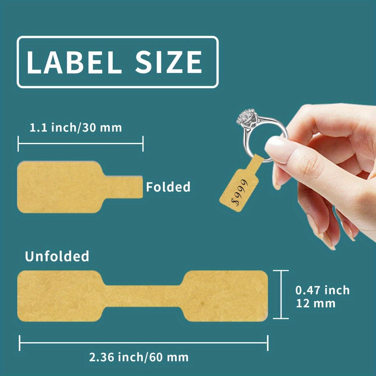 100pcs Paper Price Tags Stickers Jewelry Blank Brand Labels Ring Necklace  Display Card Packaging Self-Sticker