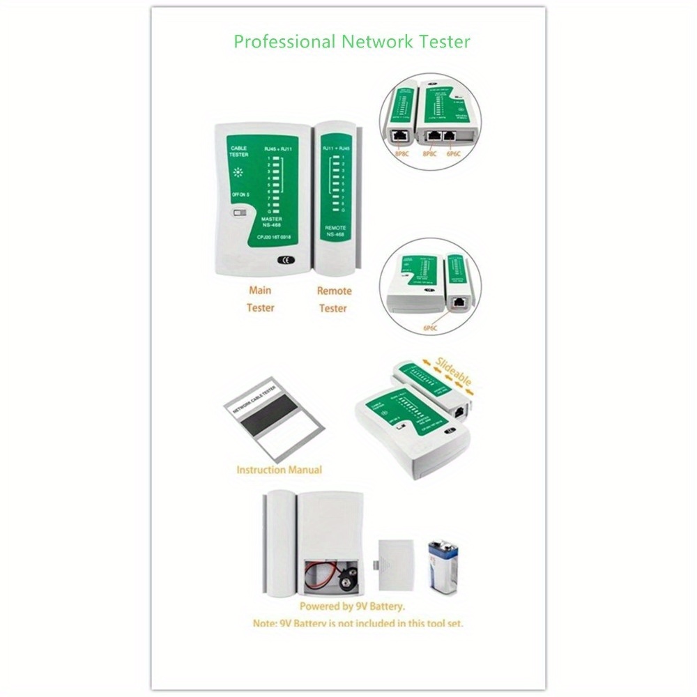 Network Cable Tester LAN RJ45 RJ11 Cat5e Cat6 Ethernet Wire Line Test ToolS  Kit