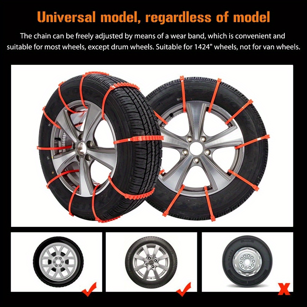 Blueshyhall Pack of 8 Universal Snow Chains, Non-Slip Chains, Car Traction  Aid Snow, Snow Chain, Traction Aid, Suitable for Car, Motorhome, Car, SUV,  Truck Tyres with a Width of 165-215 mm 