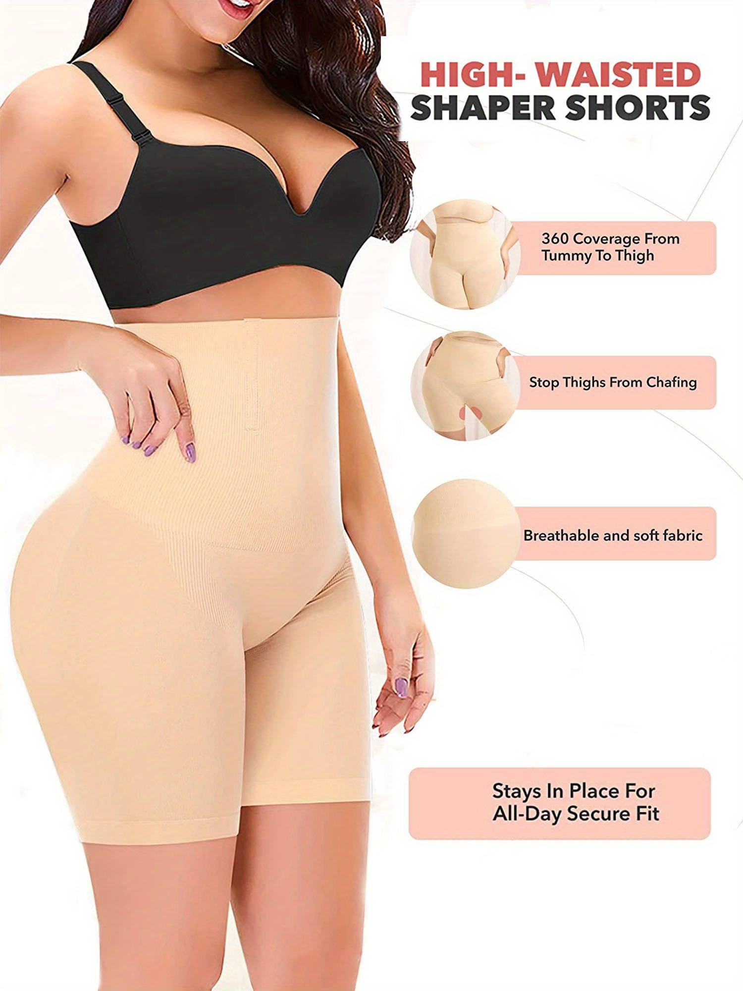 High-waisted and light compression shaping short