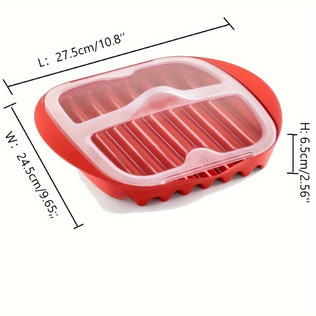 1pc Microwave Bacon Maker Microwavable Bacon Grill ,Bacon Tray, Pizza Tray,  Sauce Tray, Microwave Oven Cooker, Red White