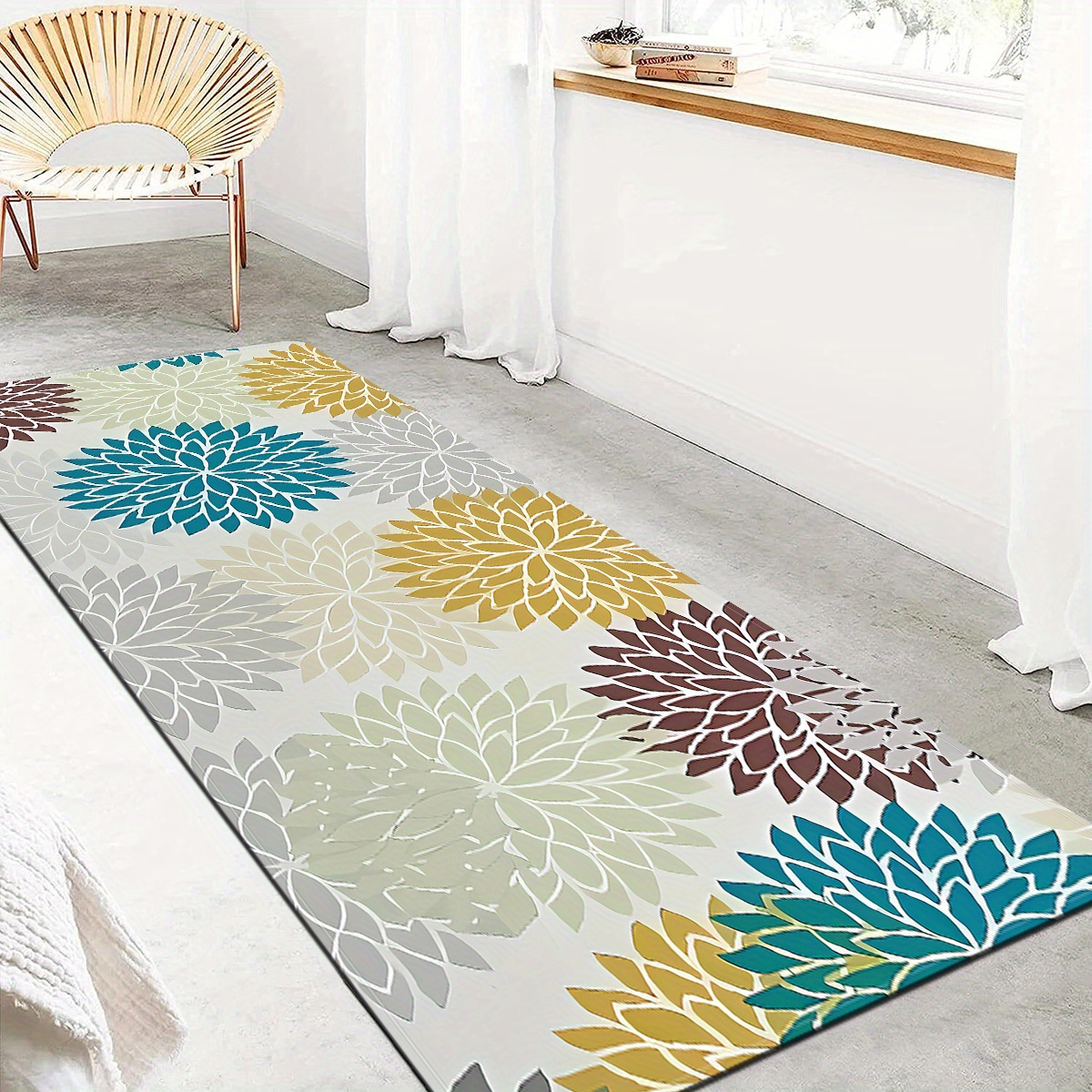 Non slip Soft Moroccan Area Rug Low Pile Floral Indoor - Temu