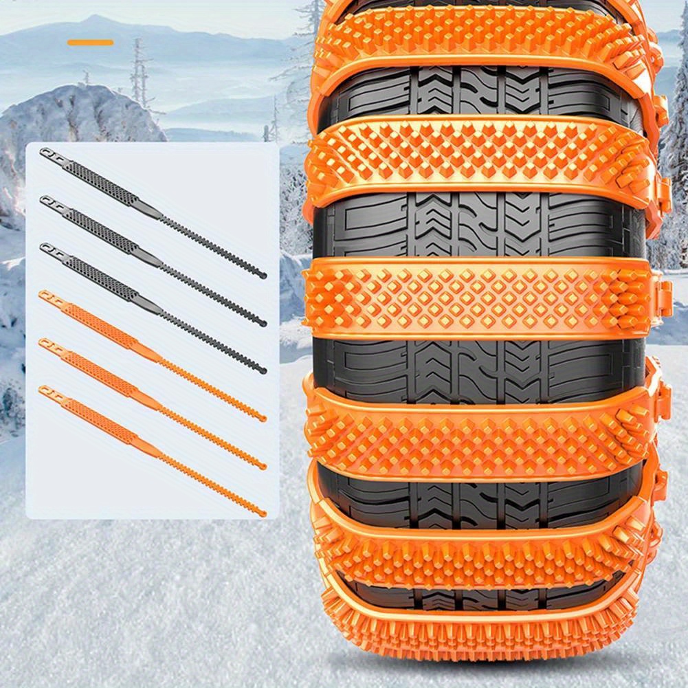 6pcs Car Snow Chains Wear-Resistant And Durable Tire Anti-Slip Chain  Universal Weather-Resistant Tire Snow Chain For Car Off-Road