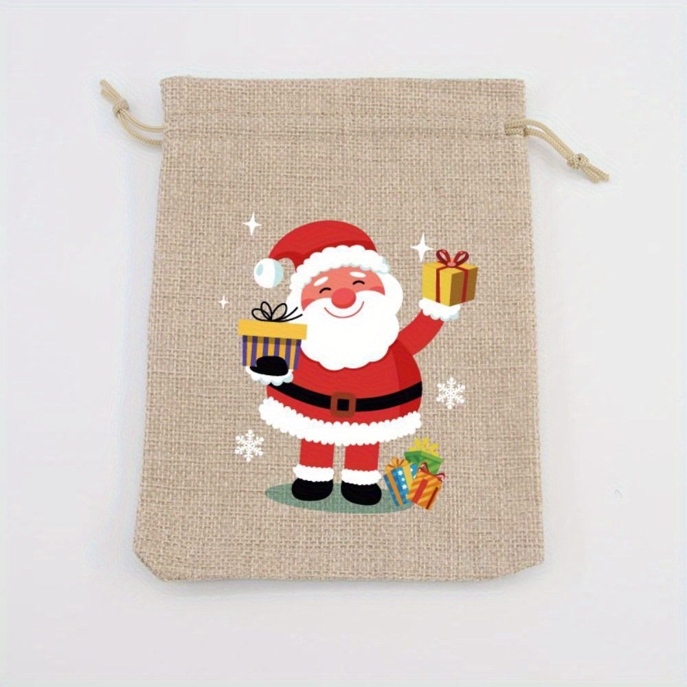 Lot Small Natural Jute Bags Nice 10x14 Snowman Pattern Gift - Temu