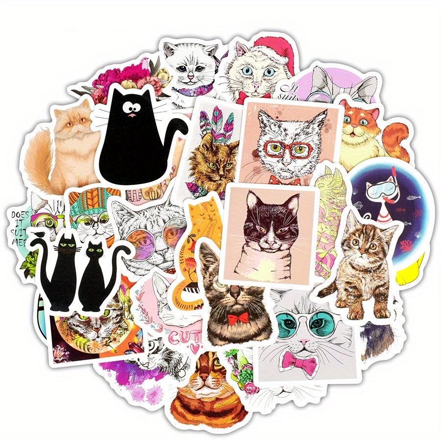 Cute Cat Cartoon Graffiti Stickers For Laptop Travel Case Notebook Phone  Car Scrapbook Water Bottle Bike - Temu United Arab Emirates