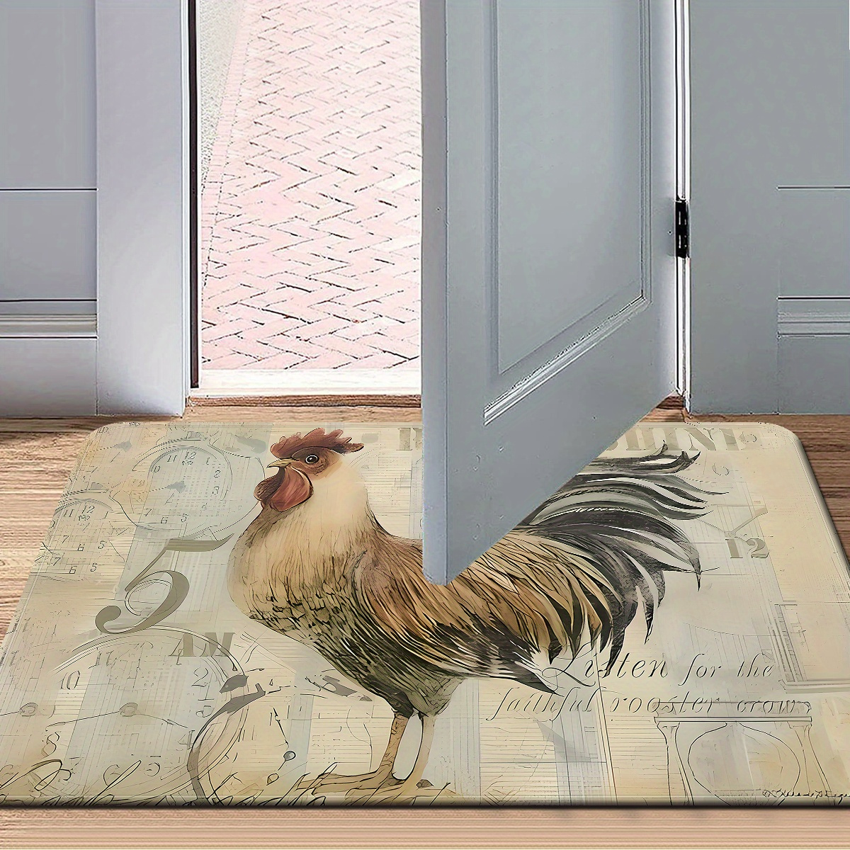 Rustic Rooster Kitchen Floor Mat Modern Kitchen Rug Non slip - Temu