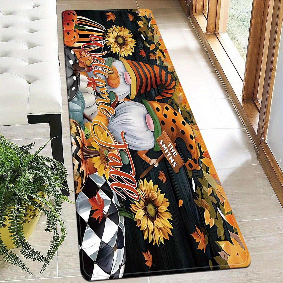 1pc Tapete Piso Estampado Gnomos Girasol Cocina Alfombra - Temu