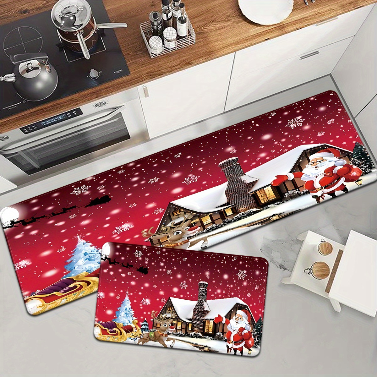 Christmas Kitchen Rugs and Mats Gingerbread Kitchen Decor Non Skid