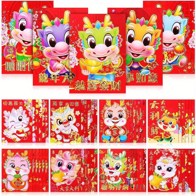 12pcs Chinese Lunar New Year 2024 Lucky Money Envelopes, Cute Cartoon Style  Chinese New Year Red Envelopes - Perfect For 2024 Cny Celebration, New  Year, Party, Birthday, Gifts