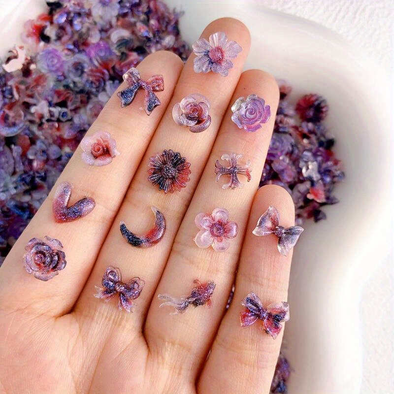Purple Nails With Charms - Temu