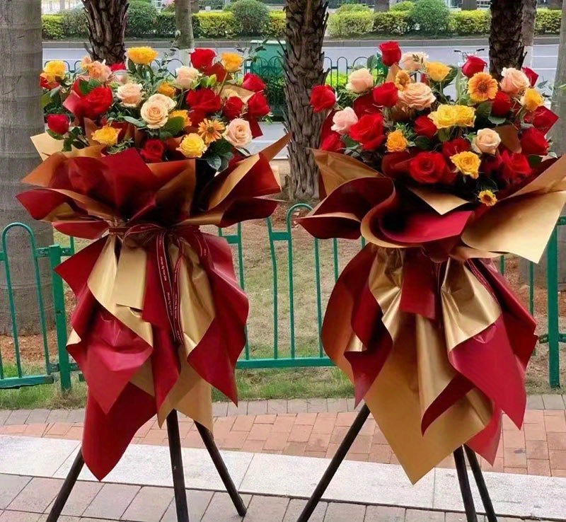 Double colored Golden Paper Opening Eurasia Paper Bouquet - Temu