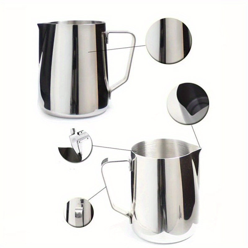 Milk Frothing Pitcher Cup With Scale, Steaming Pitcher Stainless Steel  Coffee Bar Espresso Machine Accessories, Cappuccino Barista Tools Milk Jug  Steamer Frother Cup With Latte Art Pen Silvery - Temu United Arab