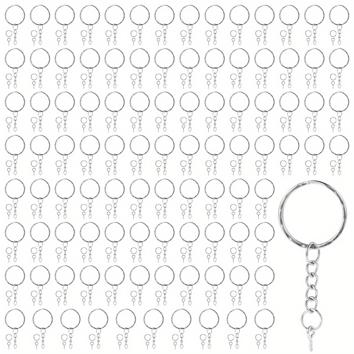 100x Split Ring Small Key Rings Bulk Keychain Ring for Key Organization