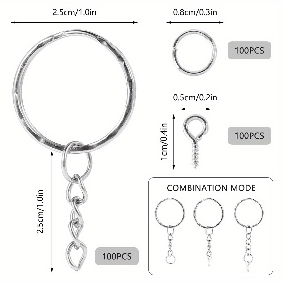 Keychain Rings Split Key Ring With Chain For Resin Silver - Temu