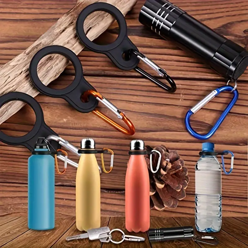1pc Silicone Water Bottle Holder with Keychain Clip, Random Color Water Cup Clip, Cup Accessories for Outdoor Activities or Daily Use,Temu