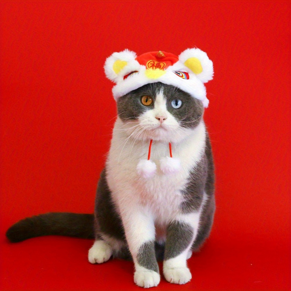 Delikate Katzenmütze Wolle Haustiere, Lustige Kopfbedeckung Kleine Hunde,  Süße Cartoon-katzenkappe Weihnachten Halloween, 24/7 Kundenservice