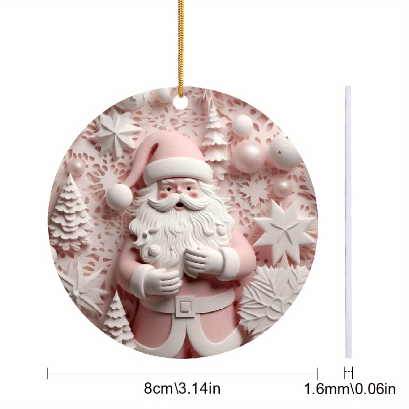Santa Round Acrylic Pendant Christmas Party Holiday Decorations
