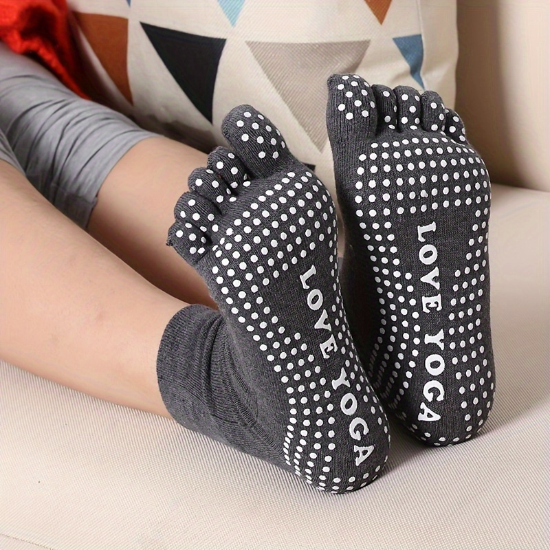 Pilates Five Toe Socks with Grips for Women Men - Anti Skid Yoga Barre Home  Leisure Pedicure