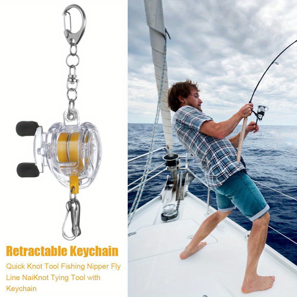 1pc Retractable Small Fishing Reel Key Chain, Portable Fishing Coiled  Lanyard Key Ring, Fishing Accessories