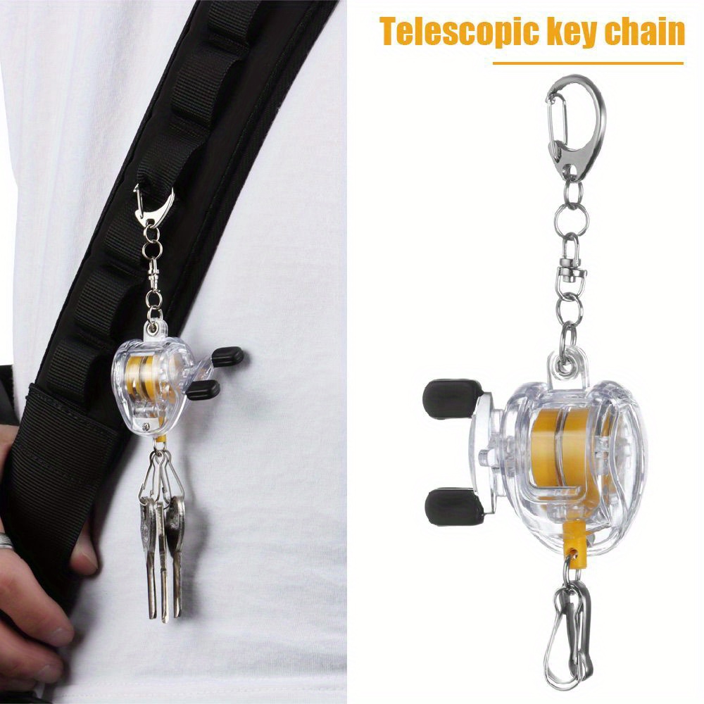 Retractable Small Fishing Reel Key Chain Portable Fishing - Temu