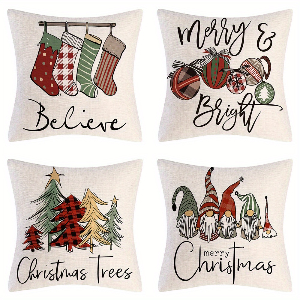 Rustic Christmas Pillow Covers - - Farmhouse Decor For Home - Noel Truck  And Christmas Tree Design - Perfect For Couch Cushion Cases - Includes  Pillow Insert - Temu