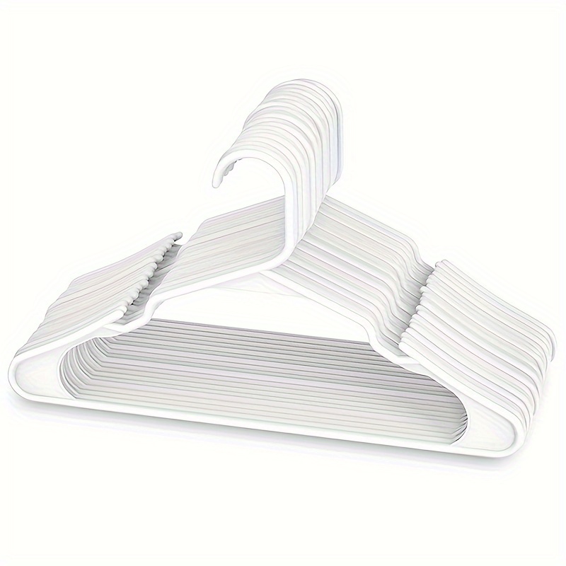 Lot Of 10 Heavy Duty White Plastic Clothes Hangers