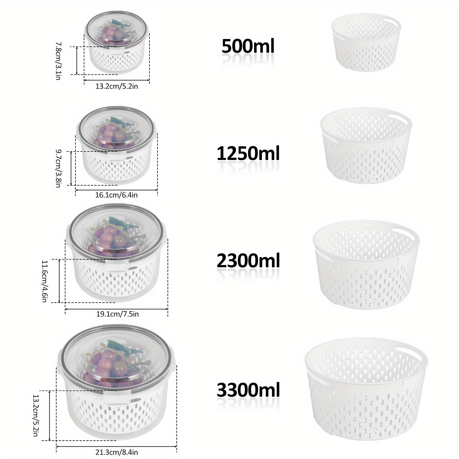 19 plastic storage cups with lids (assorted sizes)