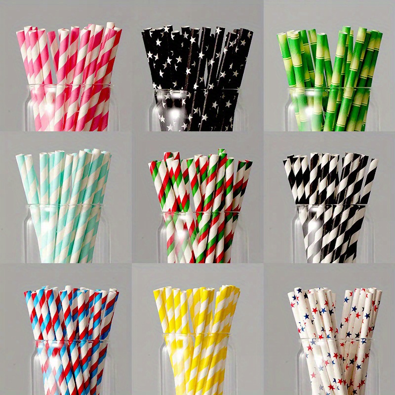 200 Pcs Pailles en papier emballées individuellement, réutilisables  flexibles pour le jus et le cocktail, pailles à boire pliables au café