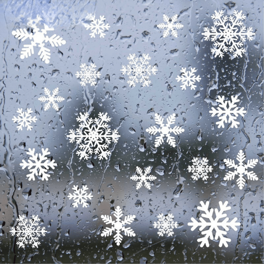 Silvery Glitter Snowflake Window Stickers，Sparkling Snowflake Window  Clings，Winter Wonderland Decoration For Home