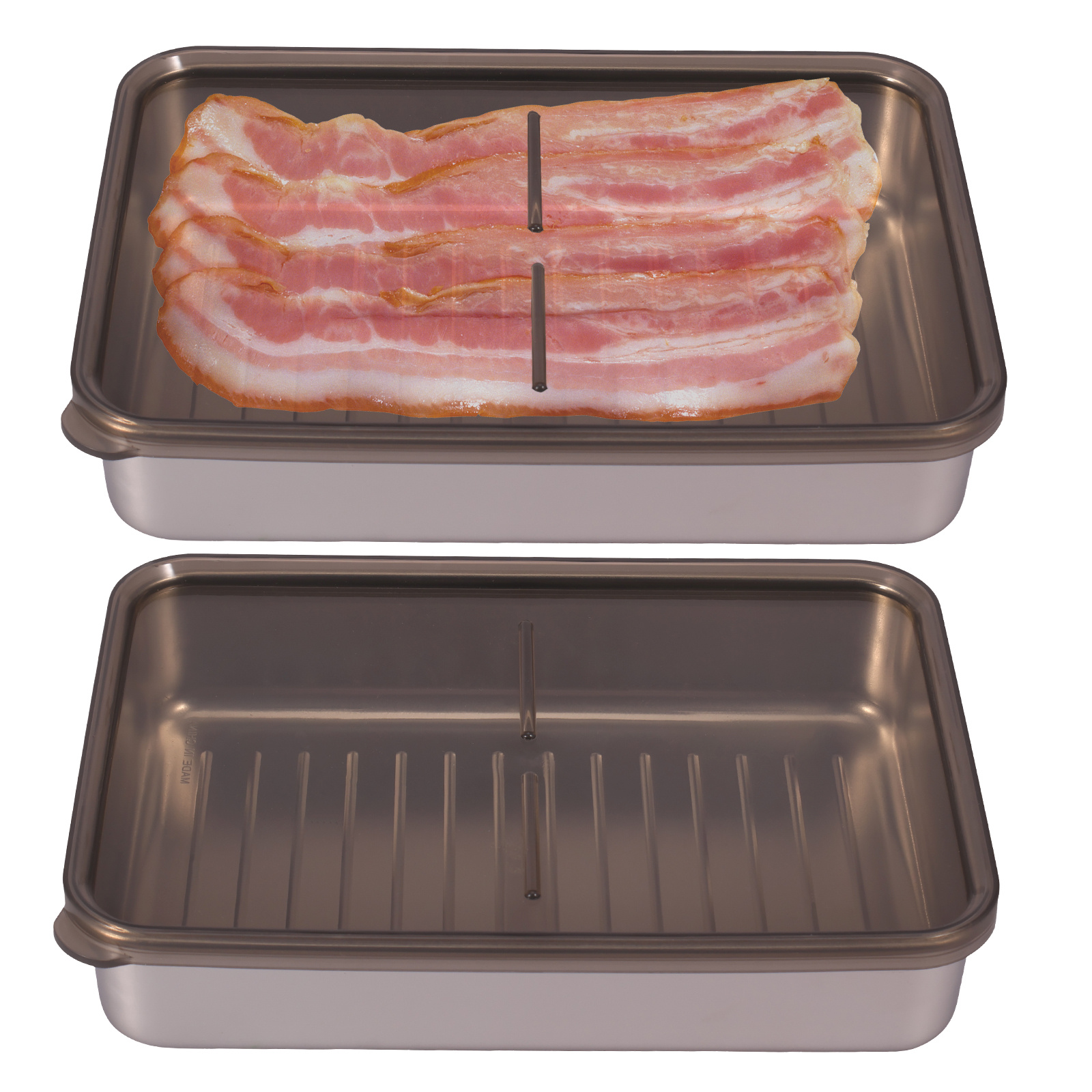 Freshmage Bacon Container for Refrigerator, 304 Stainless Steel Airtight  Deli Meat Storage Containers for Fridge Dishwasher Safe Long Kitchen Food